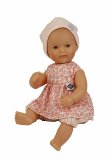 Schildkröt Puppe Mein 1. Baby 28 cm mit Malhaar und braunen Malaugen, Kleidung rose/weiß