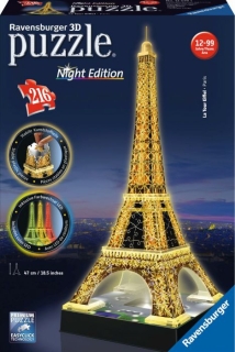 Ravensburger 3D Puzzle Eiffelturm in Paris bei Nacht 12579  - leuchtet im Dunkeln - 216 Teile - ab 10 Jahren