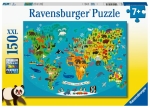 Ravensburger Kinderpuzzle - Tierische Weltkarte - 150...