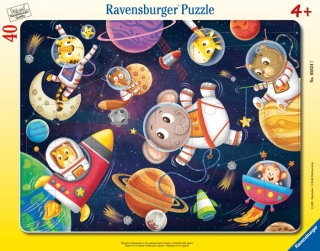 Ravensburger Kinderpuzzle - Tierische Astronauten - 30-48 Teile Rahmenpuzzle für Kinder ab 4 Jahren