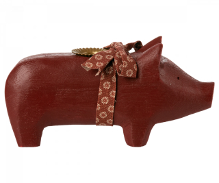 Maileg Pig candle holder, Medium - Red