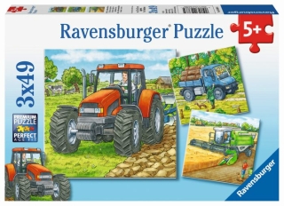 Ravensburger Kinderpuzzle - 09388 Große Landmaschinen - Puzzle für Kinder ab 5 Jahren, mit 3x49 Teilen