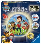 Ravensburger 3D Puzzle 11842 - Nachtlicht Puzzle-Ball Paw Patrol - 72 Teile - ab 6 Jahren, LED Nachttischlampe mit Kla