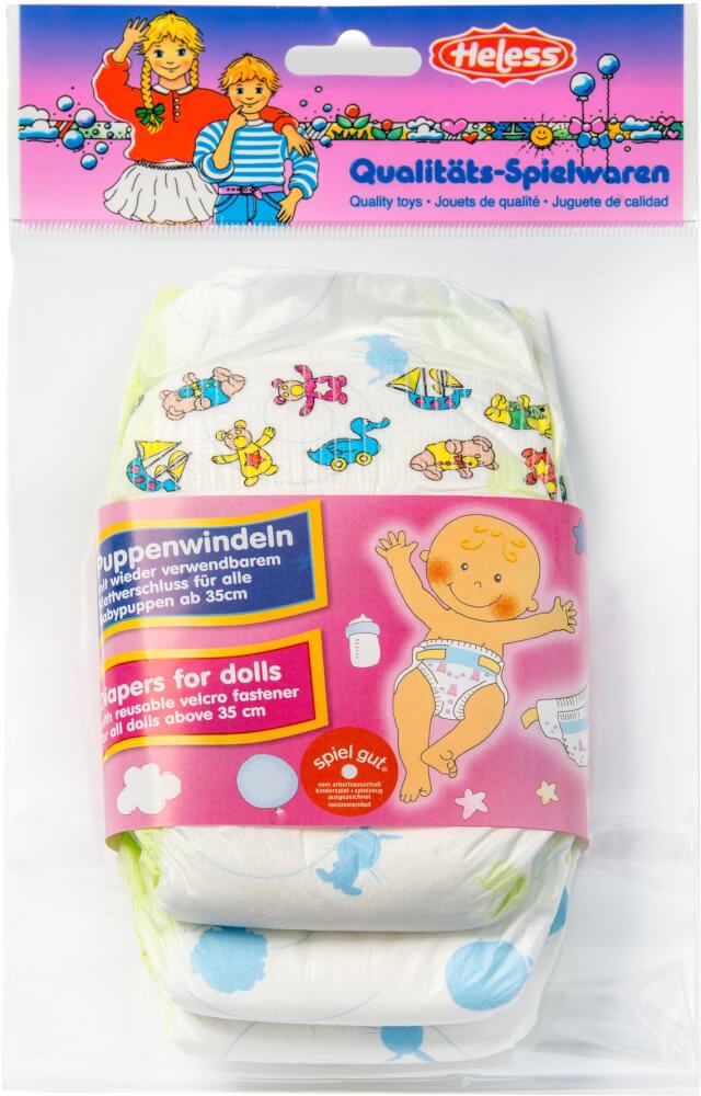 Puppenwindeln, 3 Stück, Gr. 35-50 cm