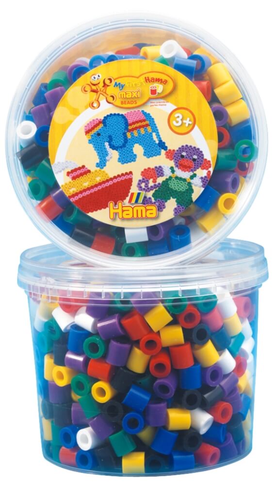 Hama® Bügelperlen Maxi - Dose Vollton Mix 600 Perlen (7 Farben)