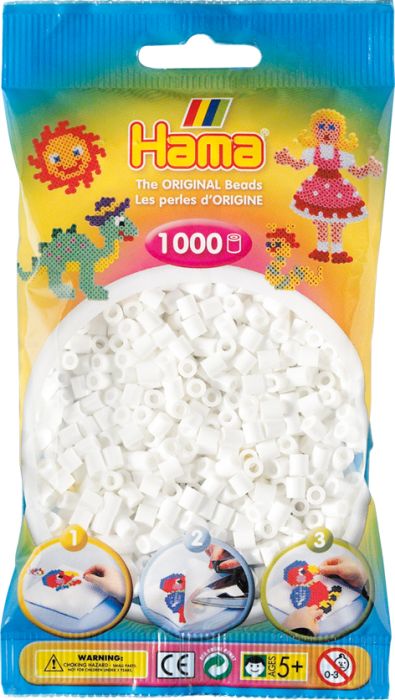 Hama® Bügelperlen Perlen, weiß, 1.000 Stück