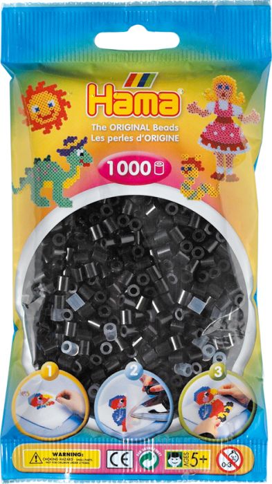 Hama® Bügelperlen Perlen, schwarz, 1.000 Stück