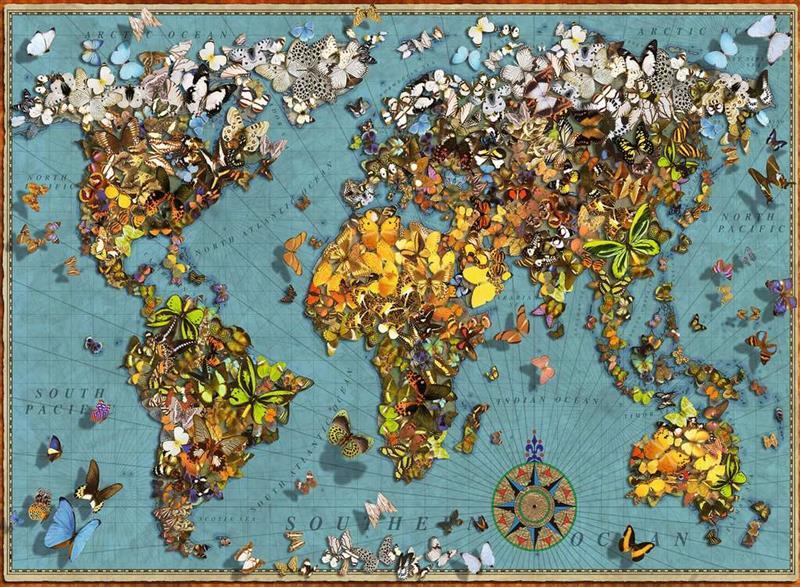 Ravensburger Puzzle 15043 - Antike Schmetterling-Weltkarte - 500 Teile Puzzle für Erwachsene und Kinder ab 10 Jahren, Ravensburger Puzzle 15043 - Antike Schmetterling-Weltkarte - 500 Teile Puzzle für Erwachsene und Kinder ab 10 Jahren,