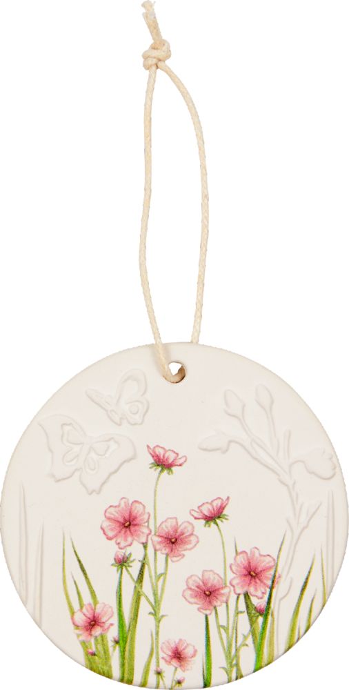 Porzellan-Anhänger mit Blumenmotiv - Ostergrüße, sortiert (1 Stück)