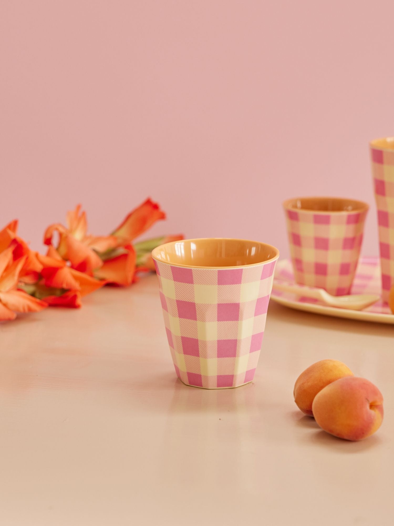 Rice Mittelgroße Becher - Pink - Check It Out Print