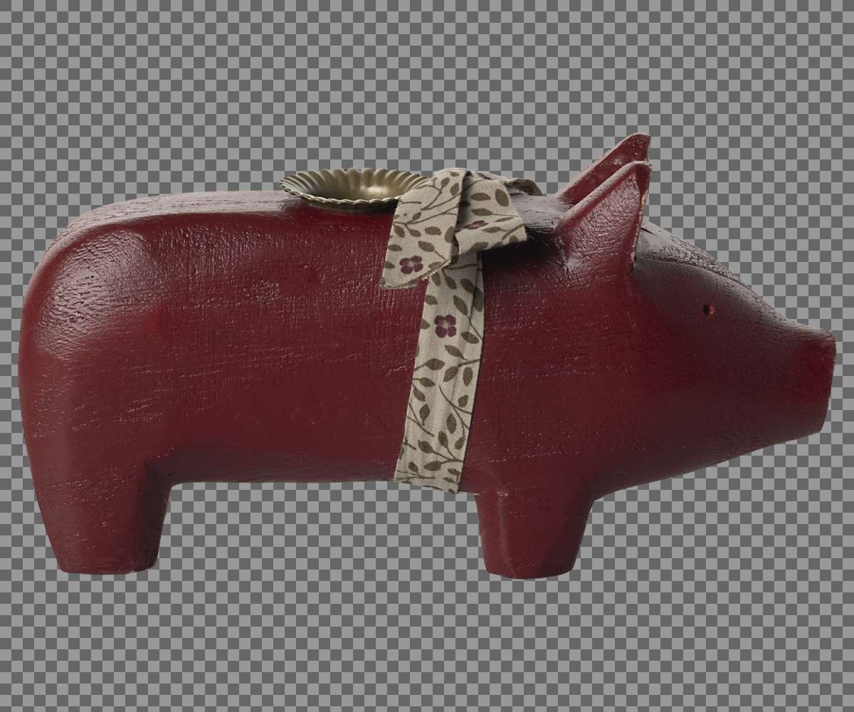 Maileg Kerzenhalter, Medium Schwein - Rot